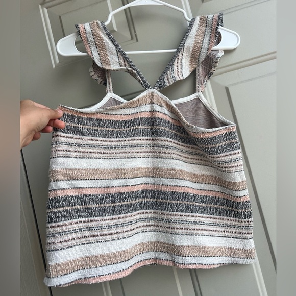 Madewell Textured Ruffle Shoulder Tank Top – Size Small - Picture 6 of 9